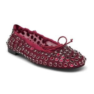 Mango Red Studded Women's Flats